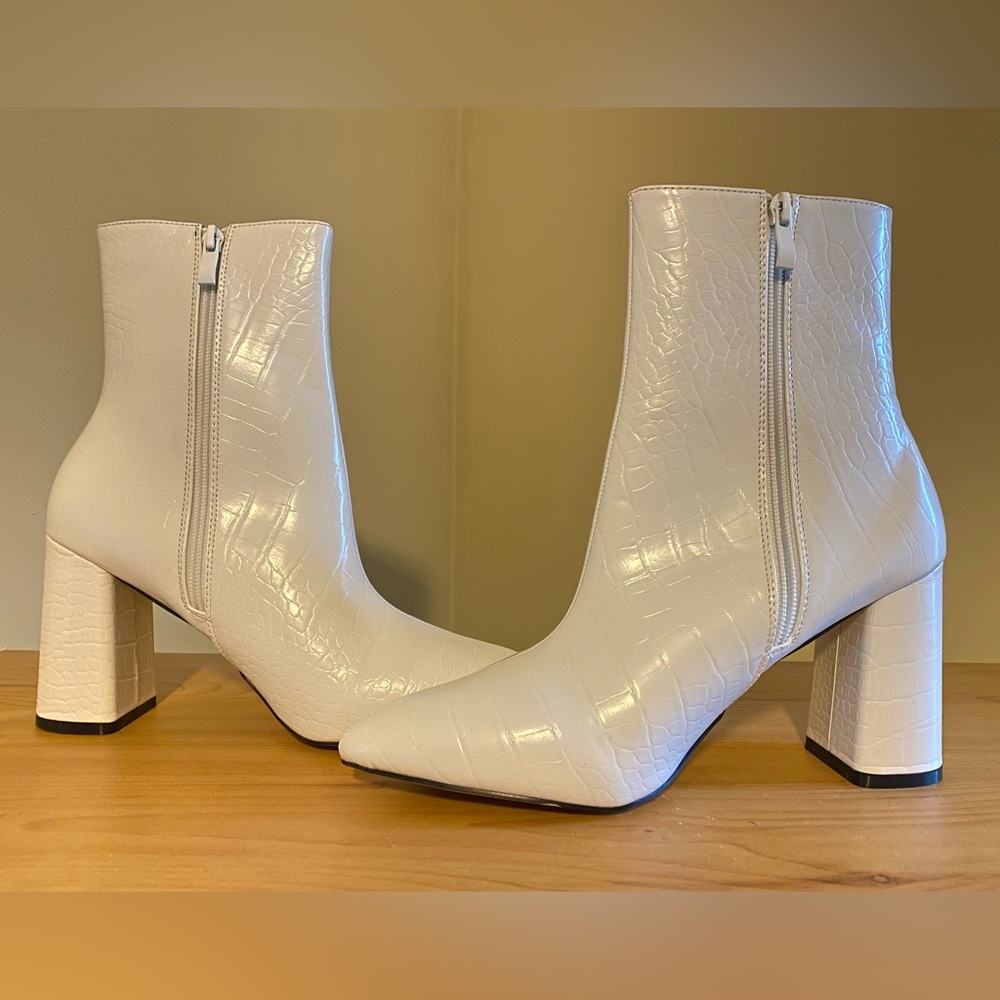 Nasty gal white ankle boots NWOT